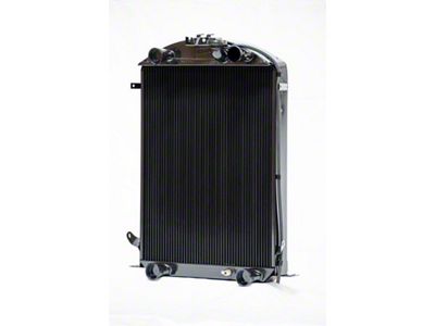 Johnson's Radiator Works Stock Height Radiator without Transmission Cooler; Dual 1.75-Inch Inlet / Bottom Dual 1.75-Inch Outlet (1932 Ford Car, Ford Truck w/ Flathead Engine & w/o Air Conditioning)