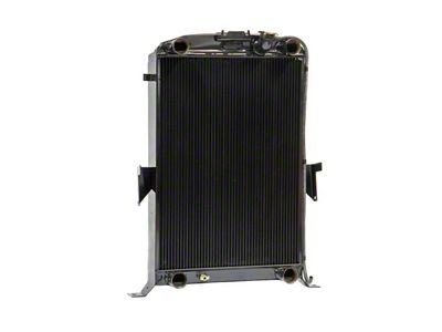 Johnson's Radiator Works Stock Height Radiator without Transmission Cooler; Dual 1.75-Inch Inlet / Bottom Dual 1.75-Inch Outlet (1935 Ford Car w/ Flathead Engine & w/o Air Conditioning)