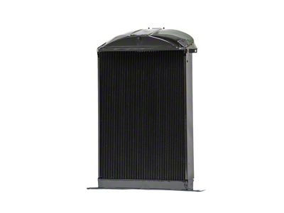 Johnson's Radiator Works Stock Height Radiator without Transmission Cooler; Center 1.50-Inch Inlet / Bottom Right 1.75-Inch Outlet (1936 Ford Car w/ Small or Big Block Chevy Engine & w/o Air Conditioning)