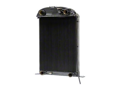 Johnson's Radiator Works Stock Height Radiator without Transmission Cooler; Dual 1.75-Inch Inlet / Bottom Dual 1.75-Inch Outlet (1936 Ford Car w/ Flathead Engine & w/o Air Conditioning)