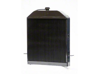 Johnson's Radiator Works Stock Height Radiator without Transmission Cooler; Center 1.50-Inch Inlet / Bottom Right 1.75-Inch Outlet (39-40 Ford Car Deluxe w/ Small or Big Block Chevy Engine & w/o Air Conditioning)