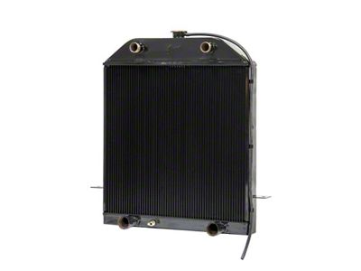 Johnson's Radiator Works Stock Height Radiator without Transmission Cooler; Dual 1.25-Inch Inlet / Bottom Dual 1.75-Inch Outlet (39-40 Ford Car Deluxe w/ Flathead Engine & w/o Air Conditioning)