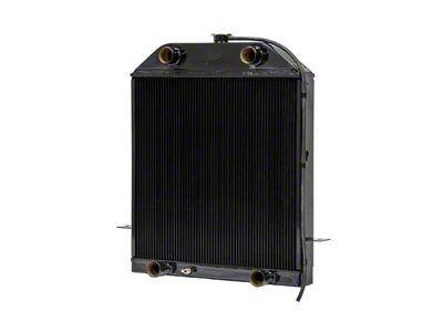 Johnson's Radiator Works Stock Height Radiator without Transmission Cooler; Dual 1.75-Inch Inlet / Bottom Dual 1.75-Inch Outlet (39-40 Ford Car Deluxe w/ Flathead Engine & w/o Air Conditioning)