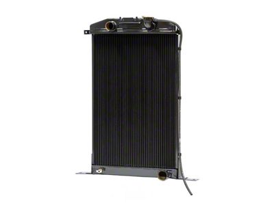 Johnson's Radiator Works Stock Height Radiator without Transmission Cooler; Left 1.50-Inch Inlet / Bottom Right 1.75-Inch Outlet (37-39 Ford Car Standard w/ Small or Big Block Chevy Engine & w/o Air Conditioning)