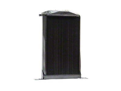 Johnson's Radiator Works Stock Height Radiator without Transmission Cooler; Right 1.50-Inch Inlet / Bottom Left 1.75-Inch Outlet (37-39 Ford Car Standard w/ Small or Big Block Ford Engine & w/o Air Conditioning)