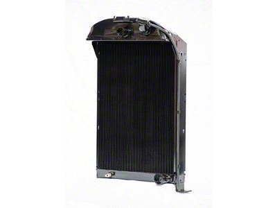 Johnson's Radiator Works Stock Height Radiator with Transmission Cooler; Center 1.50-Inch Inlet / Bottom Right 1.75-Inch Outlet (33-34 Ford Car, Ford Truck w/ Small or Big Block Chevy Engine & w/o Air Conditioning)