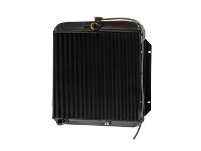 Johnson's Radiator Works Stock Height Radiator with Transmission Cooler; Center 1.25-Inch Inlet / Bottom Right 1.50-Inch Outlet (57-60 F-100, F-250, F-350 w/ LS Engine & w/o Air Conditioning)