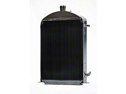 Johnson's Radiator Works Stock Height Radiator with Dummy Neck; Center 1.50-Inch Inlet / Bottom Right 1.75-Inch Outlet (30-31 Model A, Model AA w/ Small or Big Block Chevy Engine & w/o Air Conditioning)