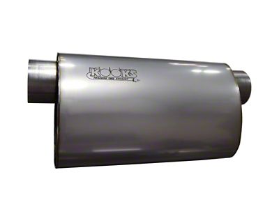 Kooks Offset Oval Muffler; 3-Inch Inlet/3-Inch Outlet; Stainless (Universal; Some Adaptation May Be Required)