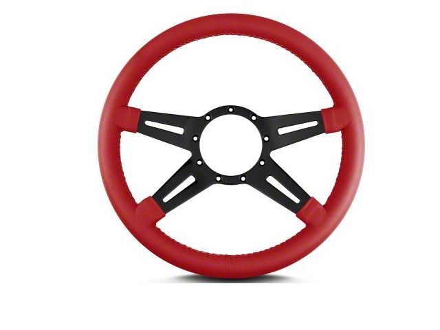 Lecarra 14 in MK-9 Steering Wheel, Black, Red Leather
