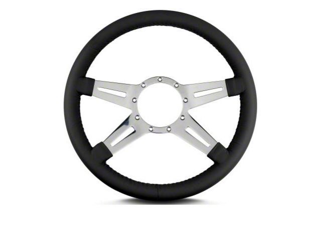 Lecarra 14 in MK-9 Steering Wheel, Polished, Black Leather