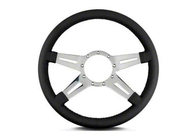 Lecarra 14 in MK-9 Steering Wheel, Polished, Black Leather