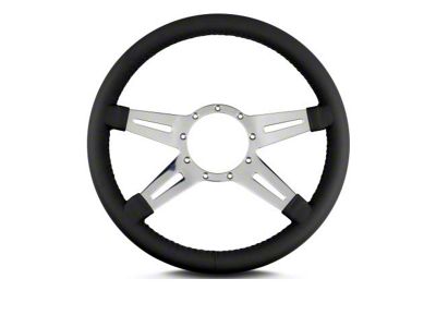 Lecarra 14 in MK-9 Steering Wheel, Polished, Black Leather