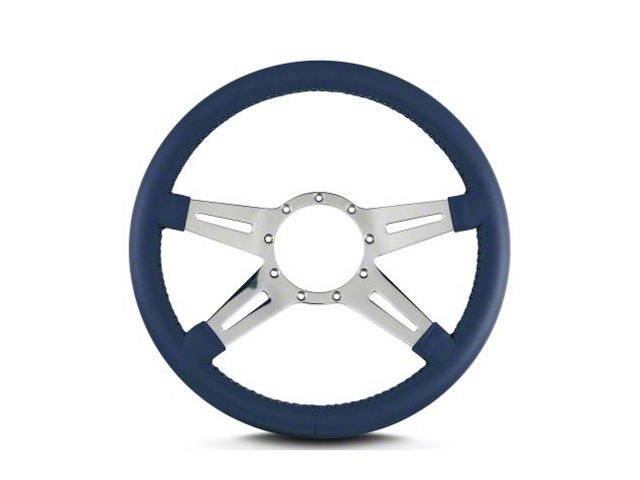 Lecarra 14 in MK-9 Steering Wheel, Polished, Blue Leather