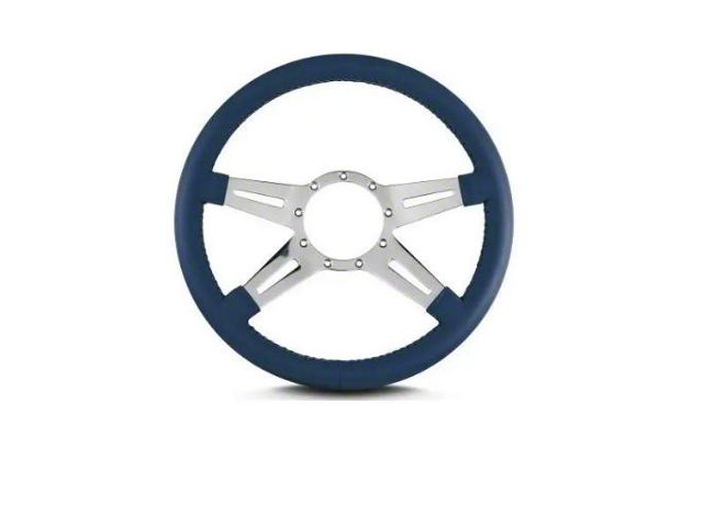 Lecarra 14 in MK-9 Steering Wheel, Polished, Blue Leather