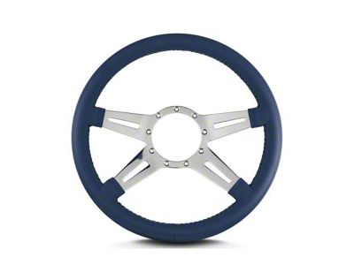 Lecarra 14 in MK-9 Steering Wheel, Polished, Blue Leather