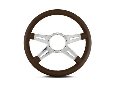 Lecarra 14 in MK-9 Steering Wheel, Polished, Brown Leather