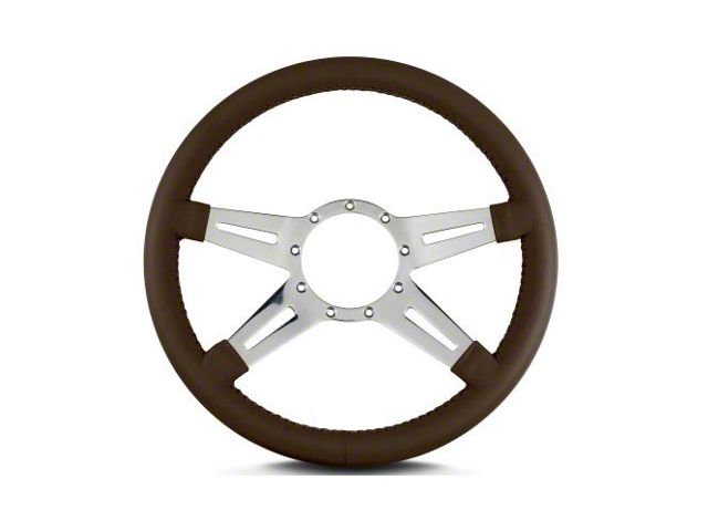 Lecarra 14 in MK-9 Steering Wheel, Polished, Brown Leather