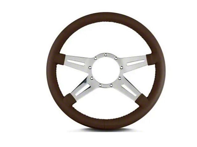 Lecarra 14 in MK-9 Steering Wheel, Polished, Brown Leather