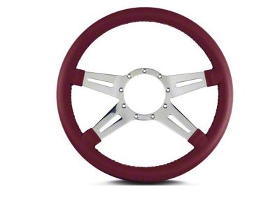 Lecarra 14 in MK-9 Steering Wheel, Polished, Burgandy Leather