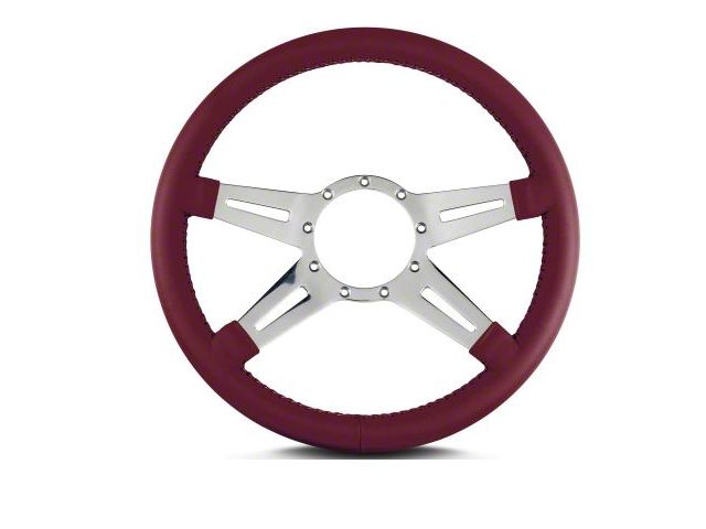 Lecarra 14 in MK-9 Steering Wheel, Polished, Burgandy Leather