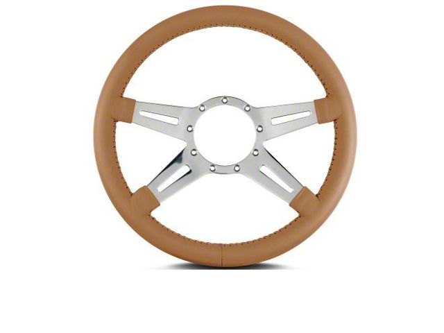 Lecarra 14 in MK-9 Steering Wheel, Polished, Chestnut Leather