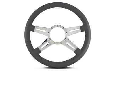 Lecarra 14 in MK-9 Steering Wheel, Polished, Dark Gray Leather