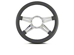 Lecarra 14 in MK-9 Steering Wheel, Polished, Dark Gray Leather