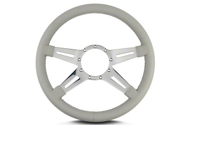 Lecarra 14 in MK-9 Steering Wheel, Polished, Light Gray Leather