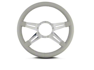 Lecarra 14 in MK-9 Steering Wheel, Polished, Light Gray Leather