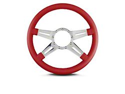 Lecarra 14 in MK-9 Steering Wheel, Polished, Red Leather