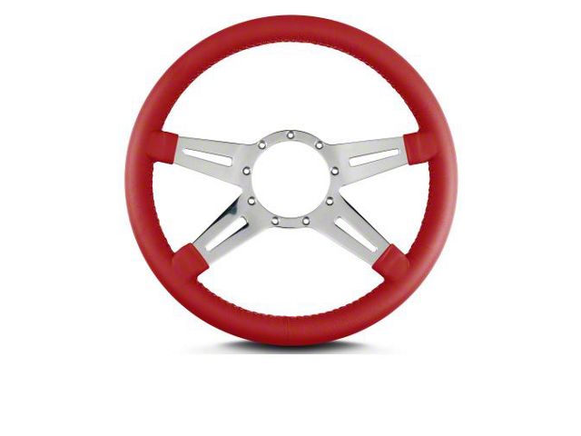 Lecarra 14 in MK-9 Steering Wheel, Polished, Red Leather