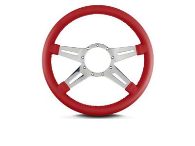 Lecarra 14 in MK-9 Steering Wheel, Polished, Red Leather