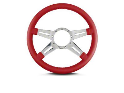 Lecarra 14 in MK-9 Steering Wheel, Polished, Red Leather
