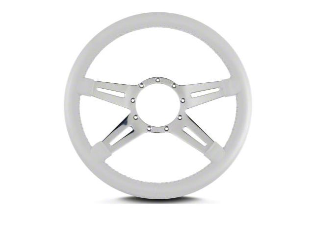 Lecarra 14 in MK-9 Steering Wheel, Polished, White Leather