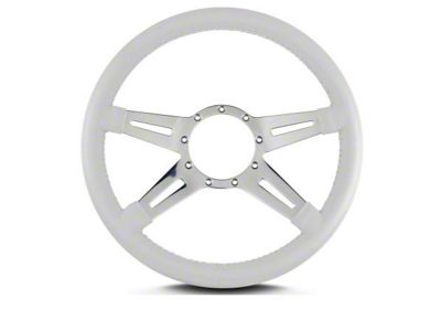 Lecarra 14 in MK-9 Steering Wheel, Polished, White Leather