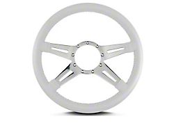 Lecarra 14 in MK-9 Steering Wheel, Polished, White Leather