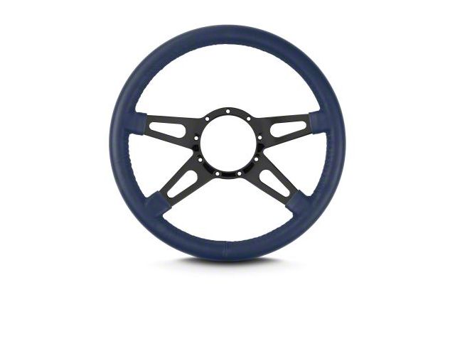 Lecarra 14 in MK-9 Supreme Steering Wheel, Black, Blue Leather