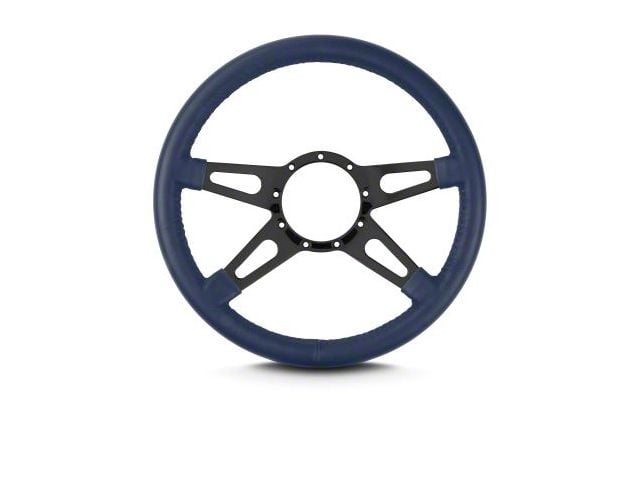 Lecarra 14 in MK-9 Supreme Steering Wheel, Black, Blue Leather