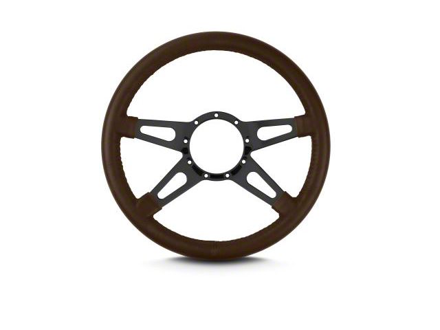 Lecarra 14 in MK-9 Supreme Steering Wheel, Black, Brown Leather