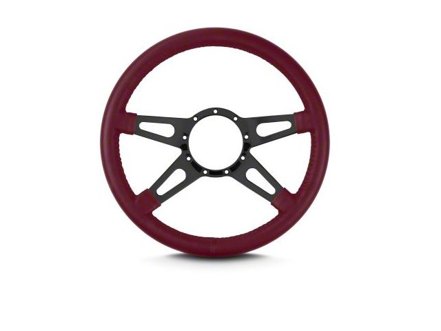 Lecarra 14 in MK-9 Supreme Steering Wheel, Black, Burgandy Leather