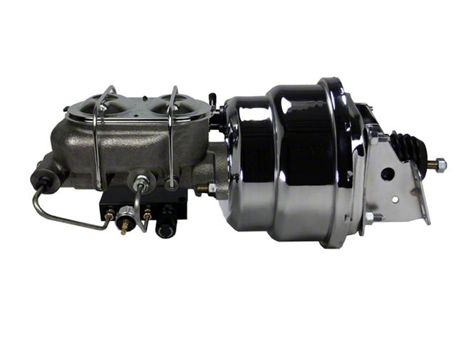 LEED Brakes 7-Inch Dual Power Brake Booster with 1-Inch Dual Bore Master Cylinder and Combo Valve; Chrome Finish (70-81 Camaro)