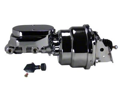 LEED Brakes 7-Inch Dual Power Brake Booster with 1-1/8-Inch Dual Bore Flat Top Master Cylinder and Adjustable Valve; Chrome Finish (70-81 Camaro)