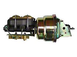 LEED Brakes 7-Inch Dual Power Brake Booster with 1-1/8-Inch Dual Bore Master Cylinder and Bottom Mount Valve; Zinc Finish (70-81 Camaro w/ 4-Wheel Disc Brakes)