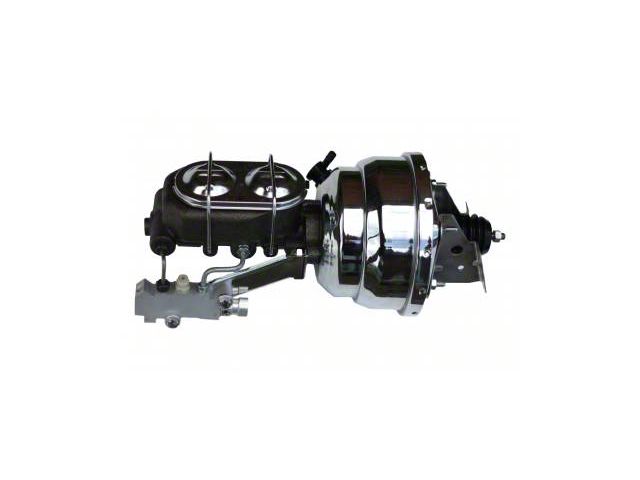 LEED Brakes 8-Inch Dual Power Brake Booster with 1-1/8-Inch Dual Bore Chrome Top Master Cylinder and Side Mount Valve; Chrome Finish (67-69 Camaro w/ Front Disc & Rear Drum Brakes)