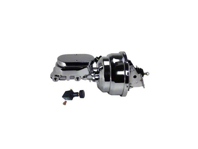 LEED Brakes 8-Inch Dual Power Brake Booster with 1-1/8-Inch Dual Bore Flat Top Master Cylinder with Adjustable Valve; Chrome Finish (70-81 Camaro)