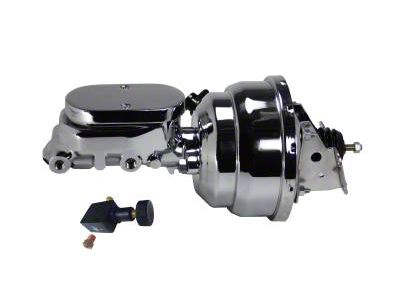 LEED Brakes 8-Inch Dual Power Brake Booster with 1-Inch Dual Bore Flat Top Master Cylinder and Adjustable Valve; Chrome Finish (70-81 Camaro)