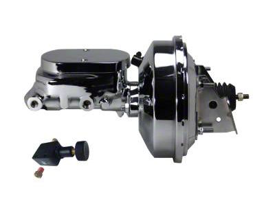 LEED Brakes 9-Inch Single Power Brake Booster with 1-Inch Dual Bore Flat Top Master Cylinder with Adjustable Valve; Chrome Finish (70-81 Camaro)