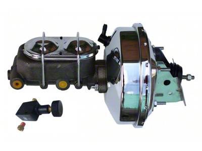 LEED Brakes 9-Inch Single Power Brake Booster with 1-1/8-Inch Dual Bore Master Cylinder with Adjustable Valve; Chrome Finish (70-81 Camaro)