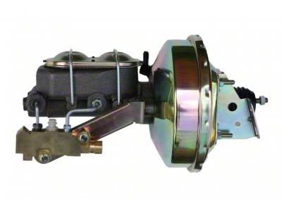 LEED Brakes 9-Inch Single Power Brake Booster with 1-1/8-Inch Dual Bore Master Cylinder and Side Mount Valve; Zinc Finish (67-69 Camaro w/ 4-Wheel Disc Brakes)